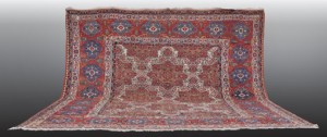Late 19th century Bakhtiari rug with overall pattern and measuring 17 feet 2 inches by 16 feet 11 inches. Estimate: $15,000-$25,000. Cottone Auctions image